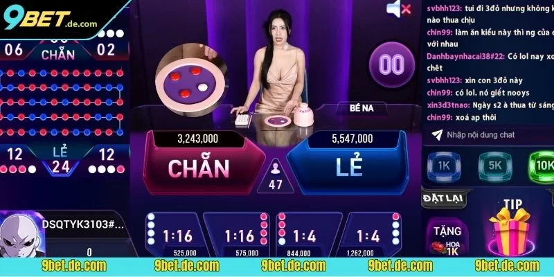 Bàn cược xóc đĩa live hiển thị chi tiết và rõ ràng các thông tin