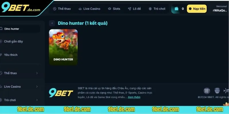 Dino Hunter game slots săn thưởng thú vị tại 9BET 